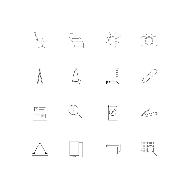 创意过程和设计线性薄图标集图片下载