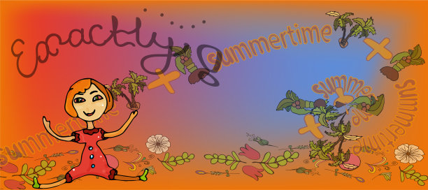 夏天的时候一个女孩彩色传单长长方形图片下载