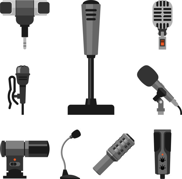 不同的麦克风类型图标记者图片下载