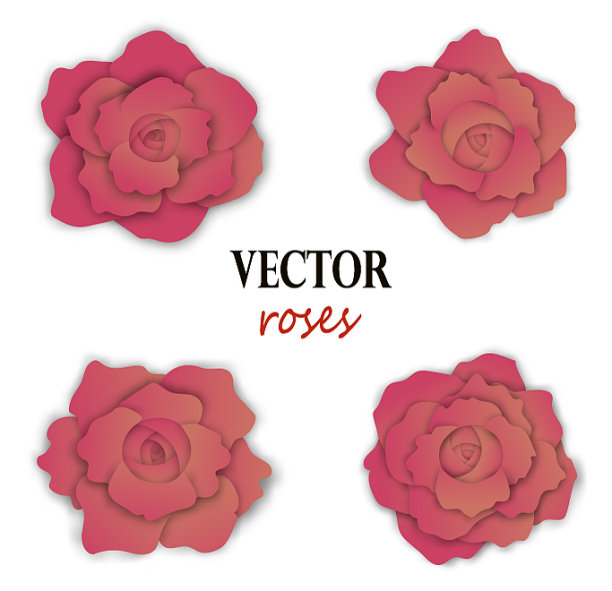 一套四朵粉红色的纸玫瑰图片下载