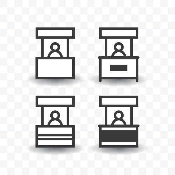 一套销售摊位图标简单扁平的风格图片下载