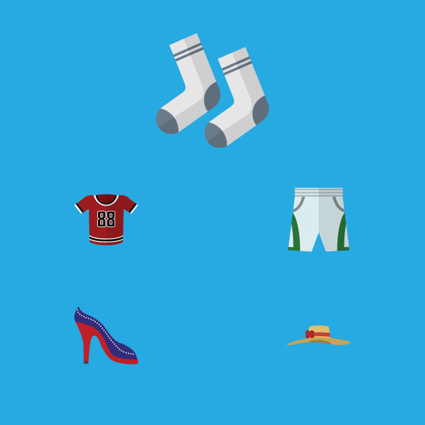 平图标服装套高跟鞋脚纺织品图片下载