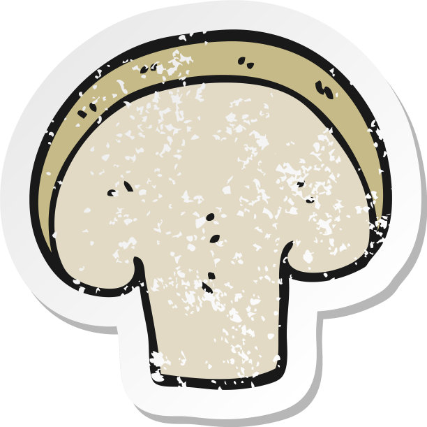 一个卡通蘑菇片的心疼贴纸图片下载