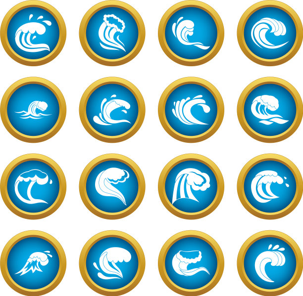 海浪图标蓝色圆圈设置图片下载