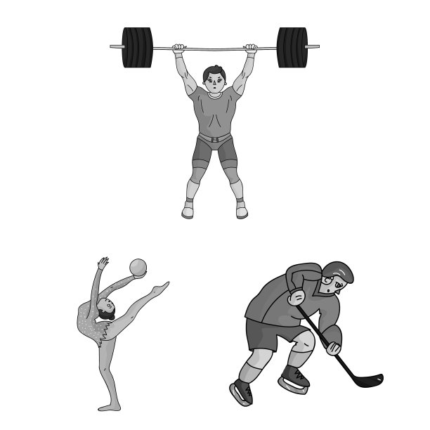 不同类型的运动单色图标设置图片下载