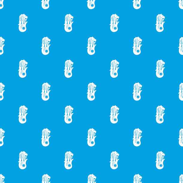 鱼尾狮雕像新加坡图案无缝蓝色图片下载