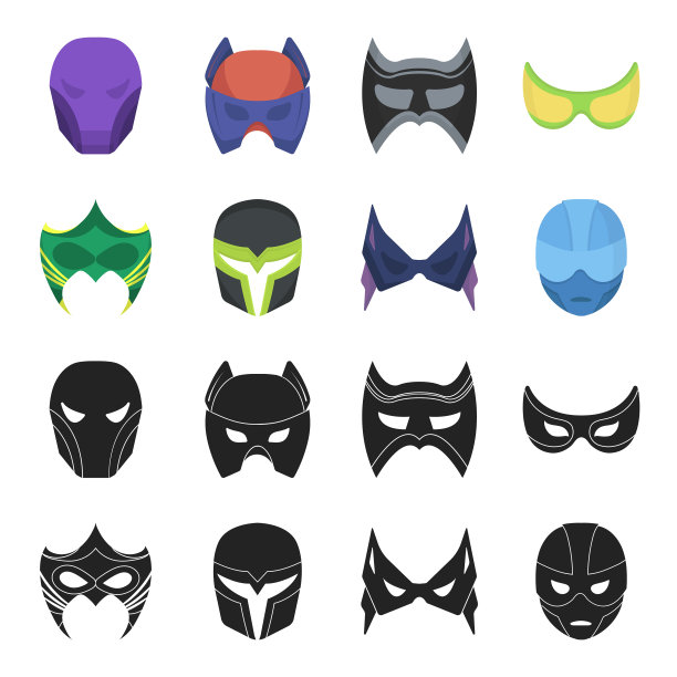 面具上的头和眼睛超级英雄面具集图片下载