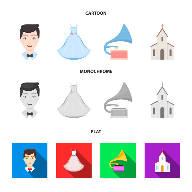 婚礼礼服，新郎留声机教堂婚礼图片下载