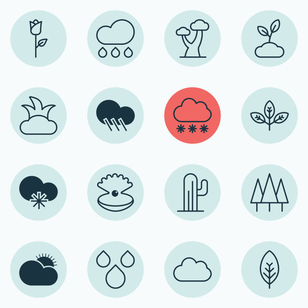 一套16个生态图标包括爱花图片下载