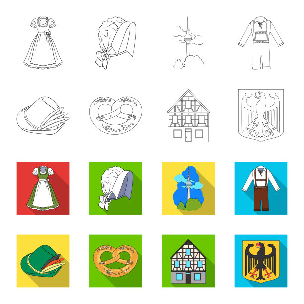 国家德国概述平面图标设置图片下载