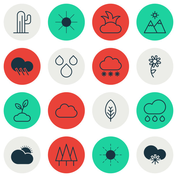 一套16个自然图标包括植物森林图片下载