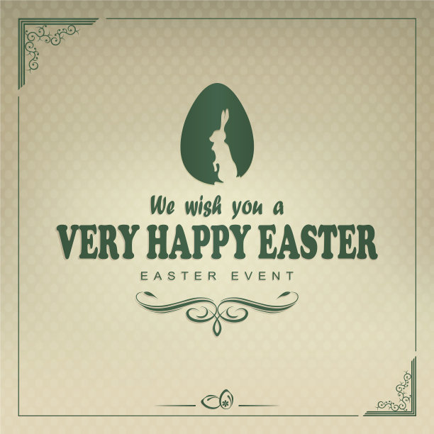 设计用彩蛋兔子和复活节快乐文字图片下载