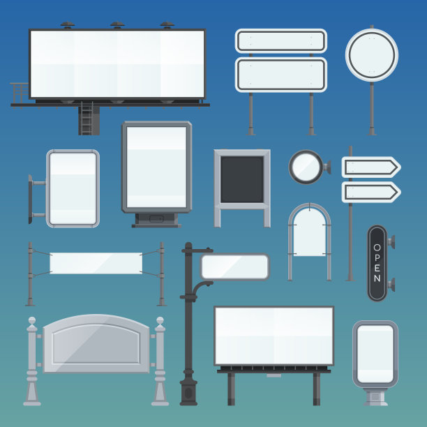 广告，干净的白色街道，广告牌图片下载