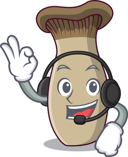 配耳机王喇叭蘑菇吉祥物图片下载