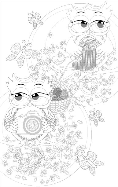 一个拍照猫头鹰的涂鸦设计图片下载