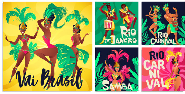 巴西桑巴舞海报狂欢节在里约热内卢de图片下载