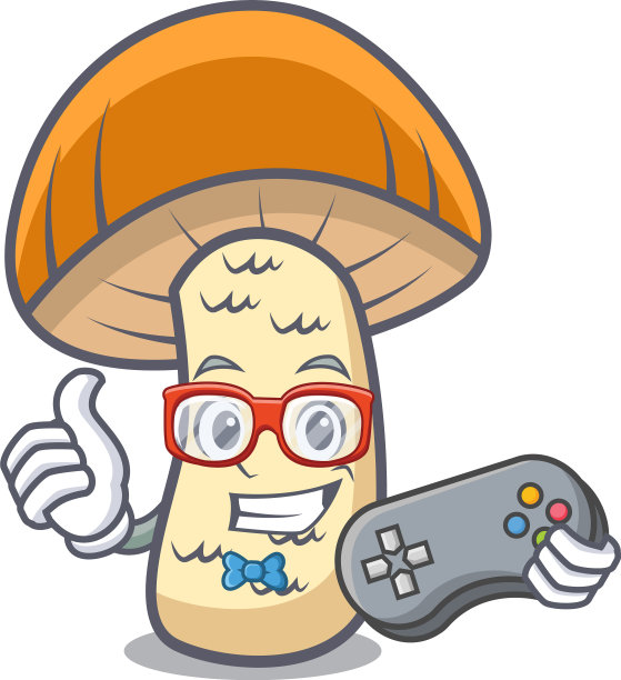 玩家橙帽牛肉菌菇吉祥物卡通图片下载
