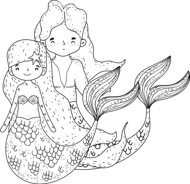 一对美人鱼童话人物图片下载