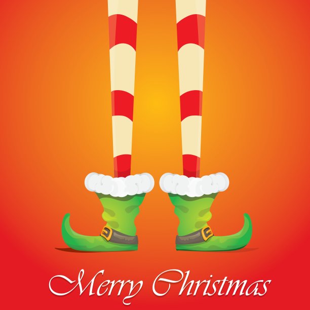 圣诞贺卡和卡通小精灵的腿图片下载