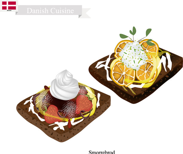 以草莓和柠檬为特色的Smorrebrod图片下载