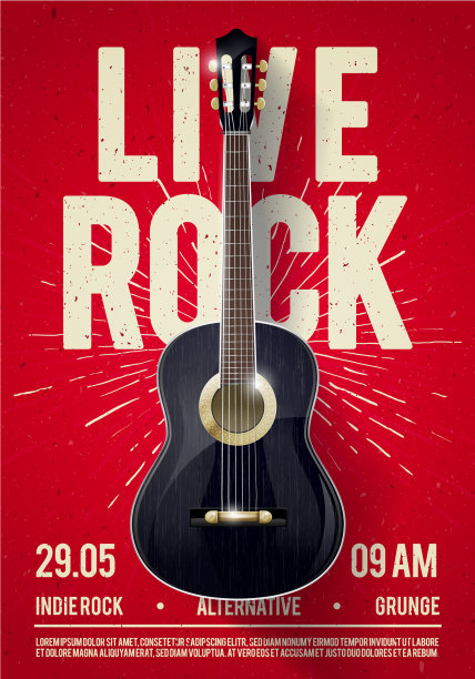 红色现场经典摇滚音乐会海报图片下载