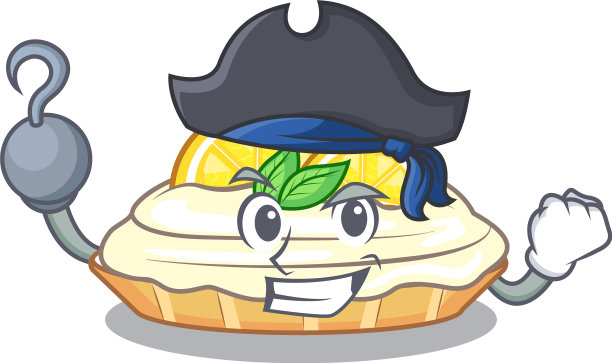 海盗卡通柠檬蛋糕加糖粉图片下载