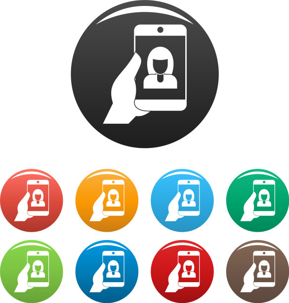 女人自拍智能手机图标设置颜色图片下载