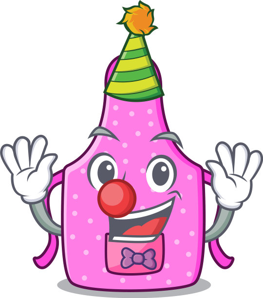 小丑厨房围裙上面放置卡通桌子图片下载