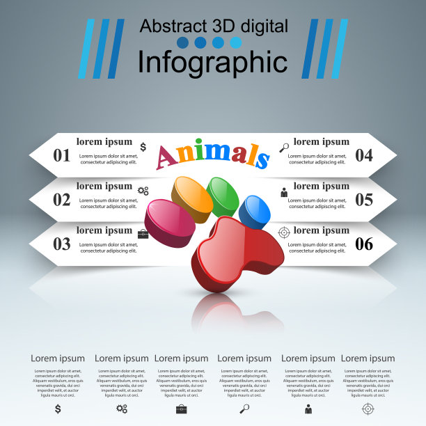 动物信息图表和商业图标图片下载