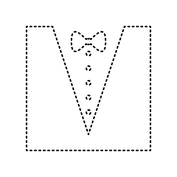 礼服与蝴蝶结剪影黑色虚线图片下载