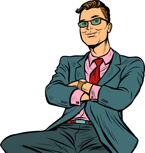 波普艺术商人微笑着坐着图片下载