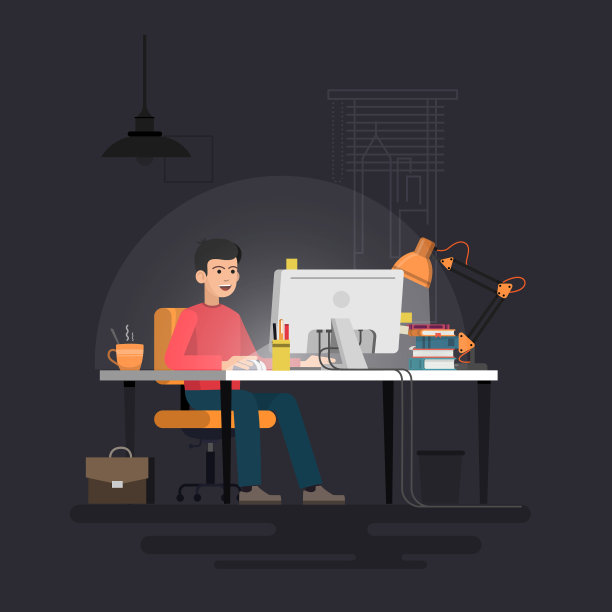 在办公桌上使用电脑的人图片下载