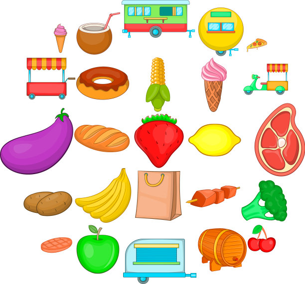 餐具柜图标设置卡通风格图片下载