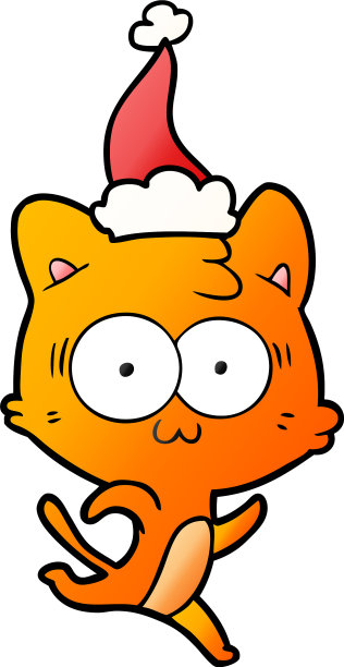 梯度卡通一个惊讶的猫跑图片下载