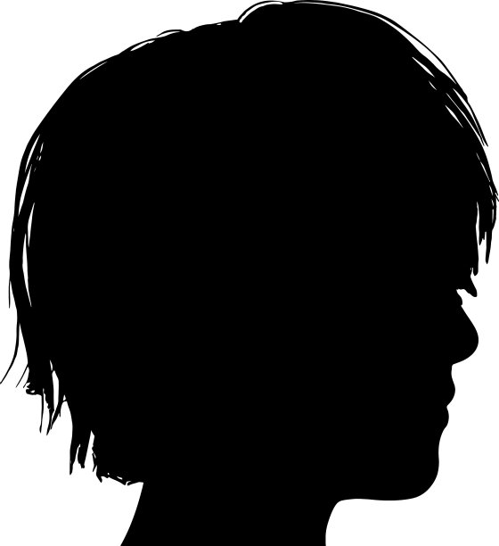 一个女孩头的黑色剪影图片下载