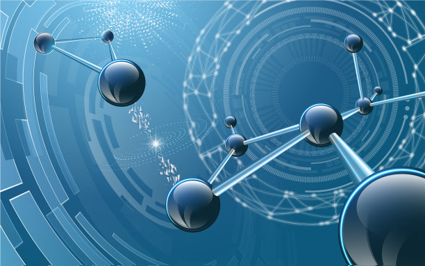 未来主义背景下的分子结构图片下载