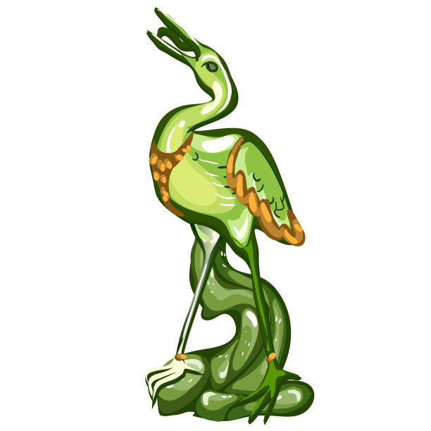 苍鹭雕像，玉孤立于白色图片下载