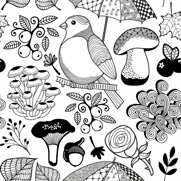 黑白无尽墙纸着色图片下载