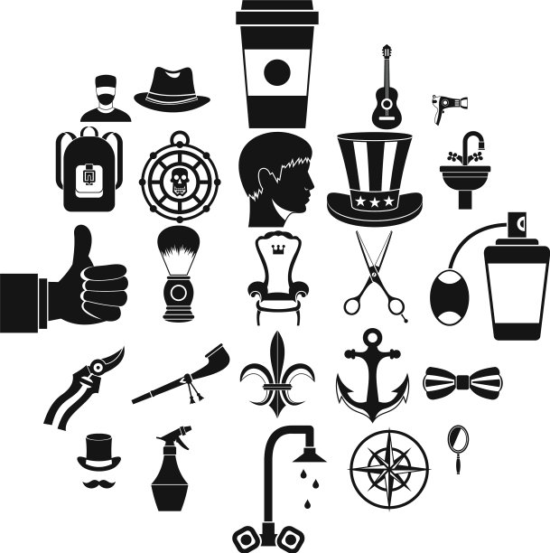 咖啡店图标设置简单的风格图片下载