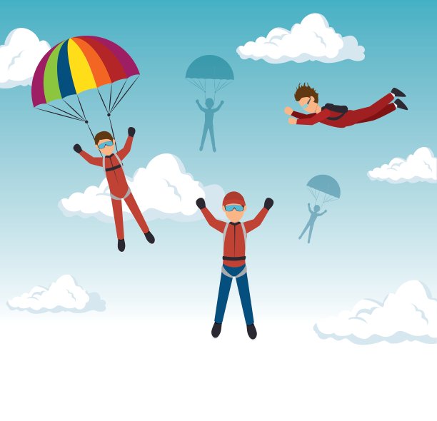 极限运动跳伞设计孤立图片下载