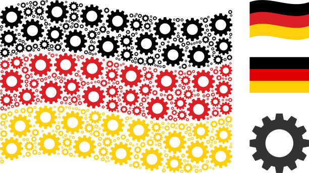 挥舞德国国旗图案的齿轮项目图片下载