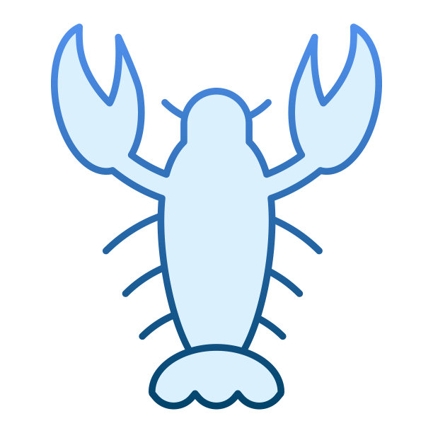 小龙虾平面图标小龙虾蓝色图标在时尚图片下载