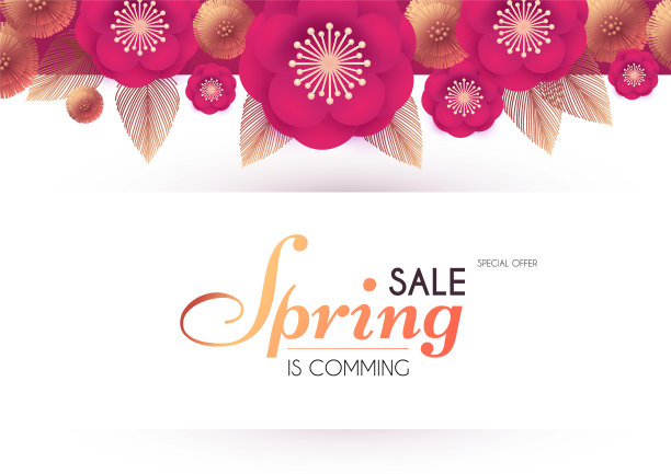春季销售花剪纸精美设计图片下载