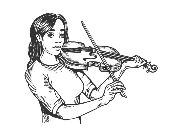 少女与小提琴雕刻图片下载
