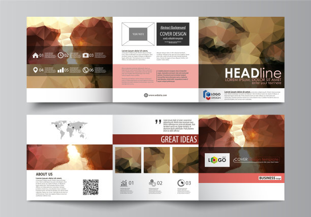 三折正方形的业务模板集图片下载