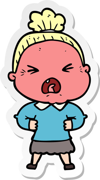 一个愤怒的卡通老妇人的贴纸图片下载