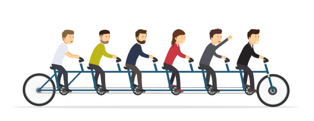 商务人士骑五座自行车图片下载