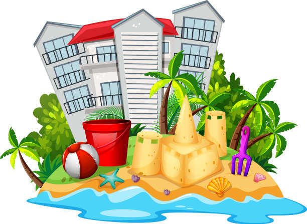 夏日主题沙滩上的沙堡图片下载