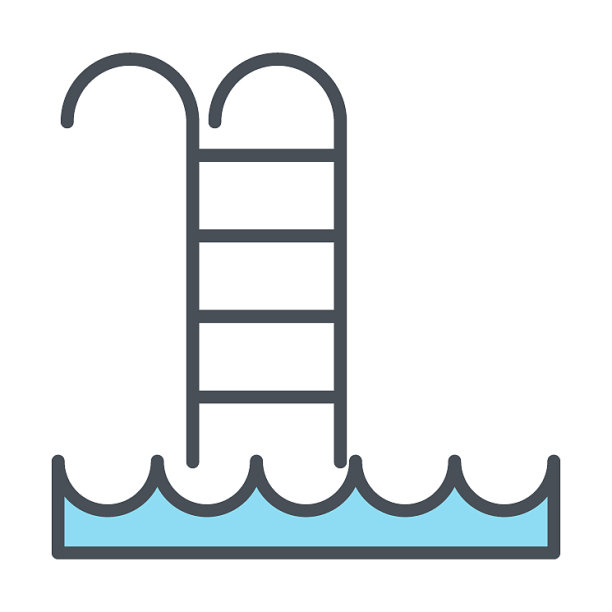 游泳池线图标简单的最小象形文字图片下载