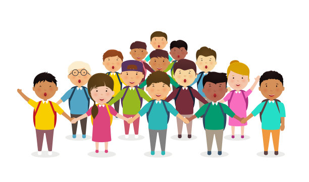 小学生和小朋友手牵着手的儿童组图片下载